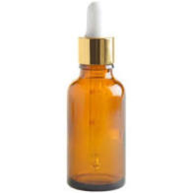 Dropper Bottle, Amber , Gold Pipette Lid