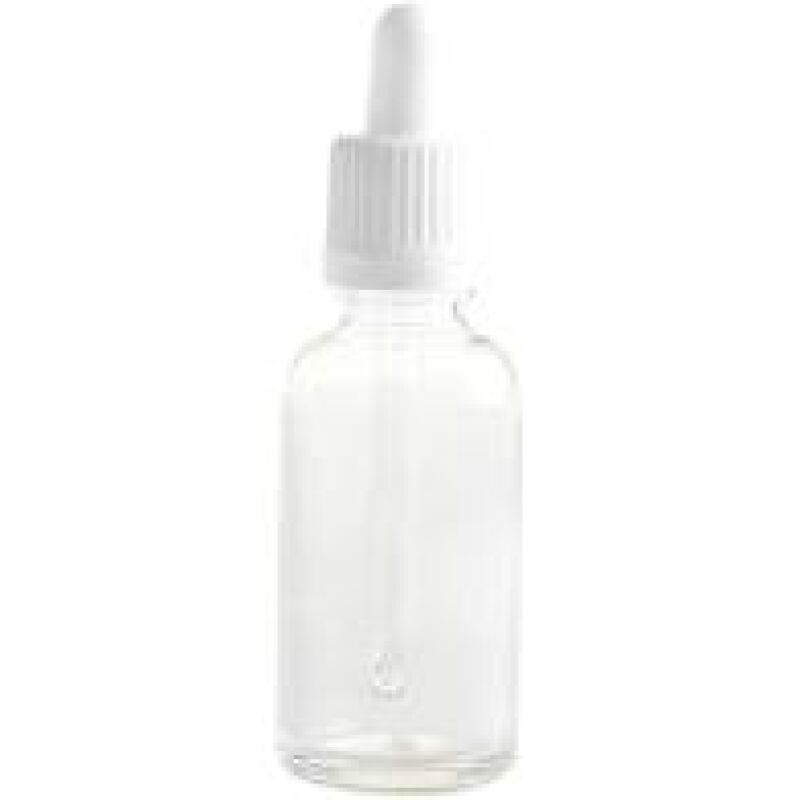 Dropper Bottle Clear, White Pipette Lid