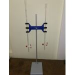 Complete Burette Stand (Base+Retort Rod+Double Burette Clamp) Grey/Bl