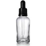 Dropper Bottles, Clear, Black Lids